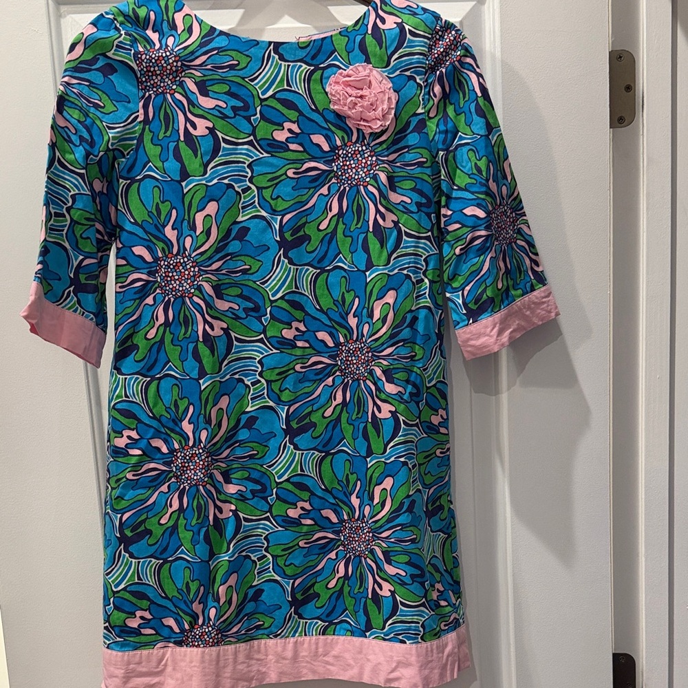 Lilly Pulitzer Blue and Pink Floral Kids Dress